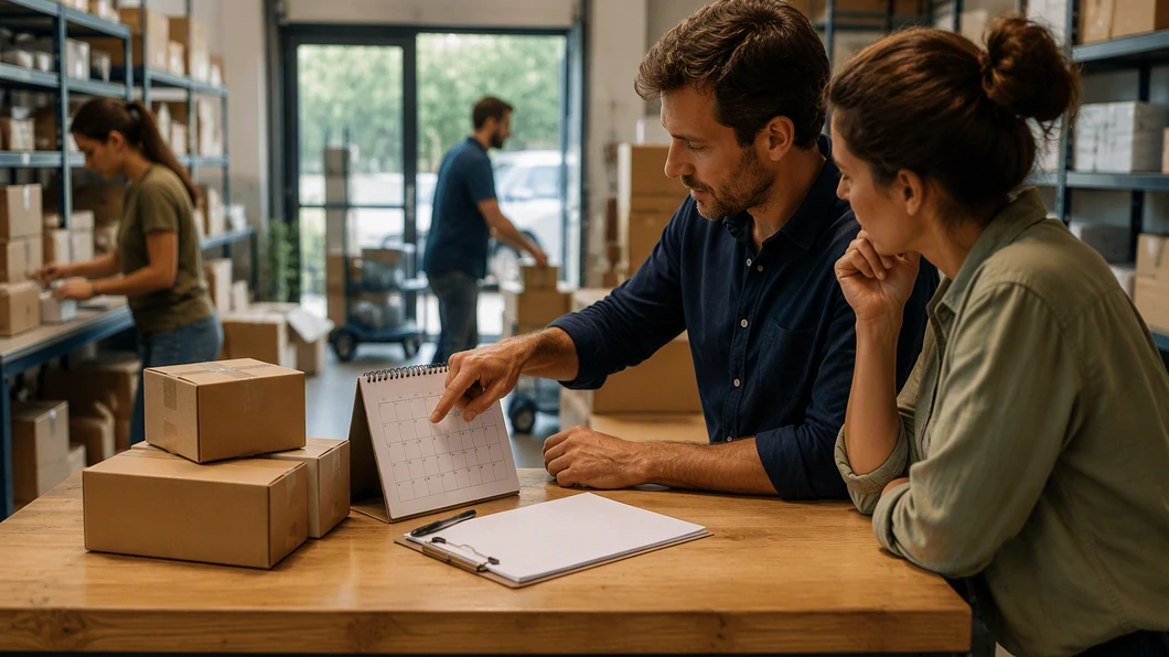 Dirigeant vérifiant les dates de commandes et de livraisons pour étayer une hypothèse de prévisionnel